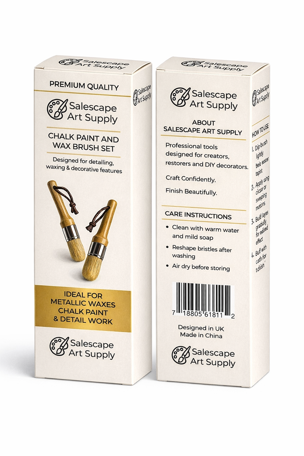 Salescape Art Supply Chalk Paint & Wax Brush Set – 2 Pack